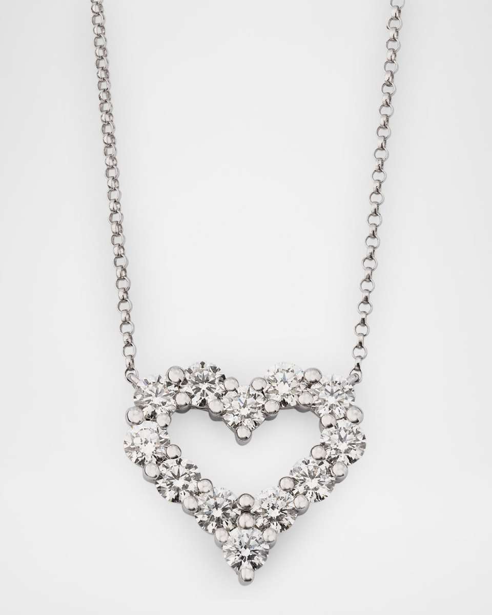 18K White Gold Heart Diamond Pendant, 1.80tcw